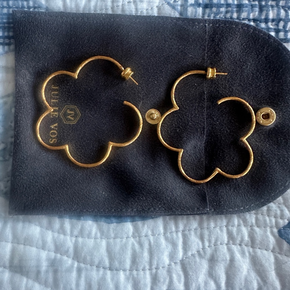 Julie Vos Gardenia Gold Floral Hoop Earrings
